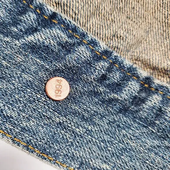 LIZI PHOENIX Old Navy Custom Hand-painted Blue Jean Trucker Jacket Men's Size L - Picture 8 of 11